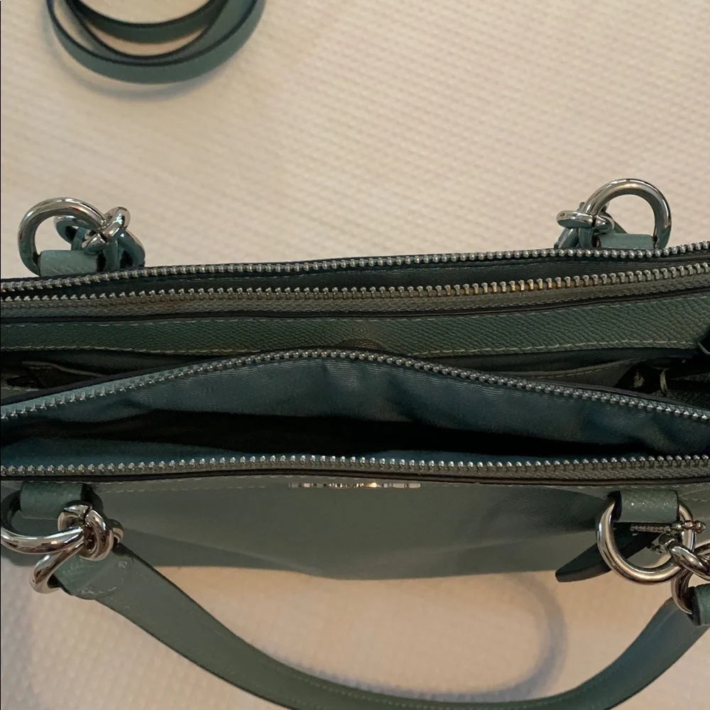 Coach Aqua Leather Shoulder Bag with long crossbody strap